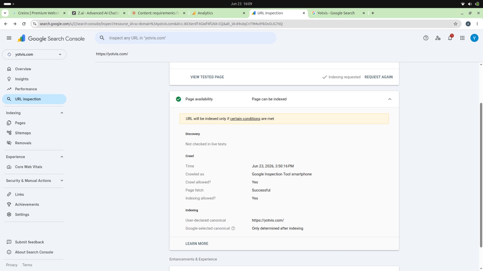 GSC — Crawl Allowed, Page Fetch Successful